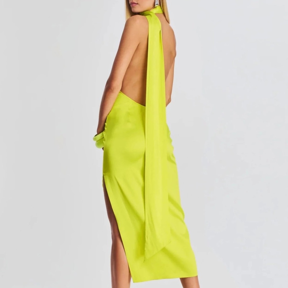 SER.O.YA MARISSA SILK DRESS lime - Picture 2 of 12